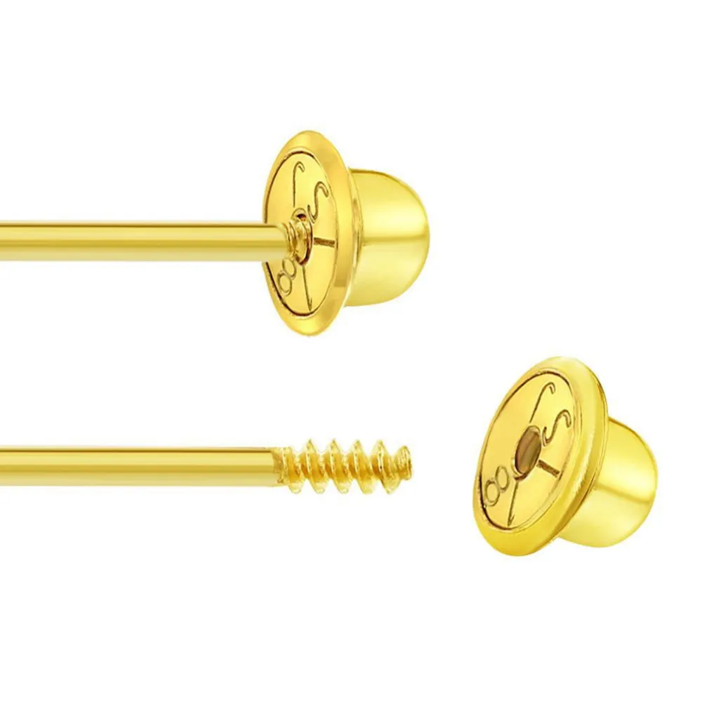 Children's 18k Yellow Gold Classic 5mm Ball Stud Safety Screw Back Earrings