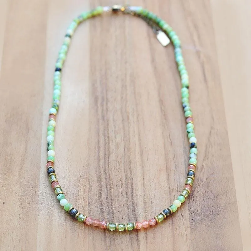 Chrysoprase and Peridot Delicate Necklace