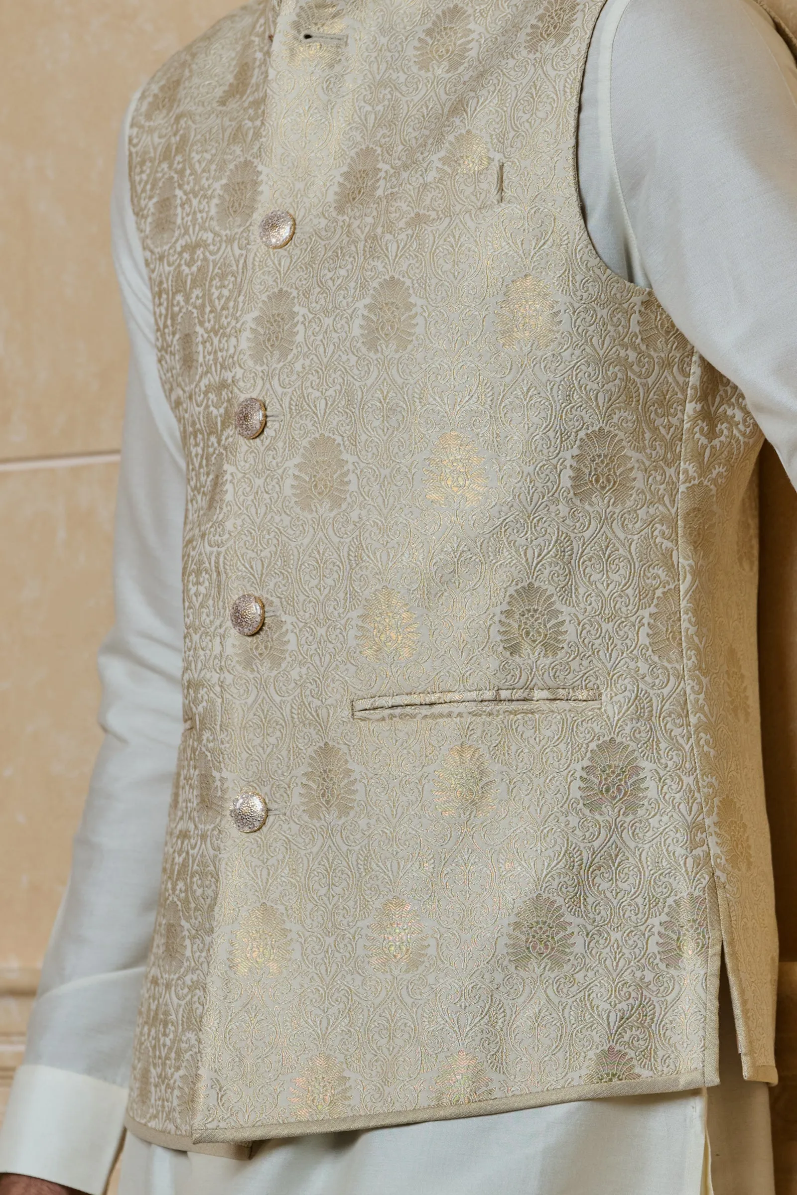 Classic Brocade Kurta Bundi Set