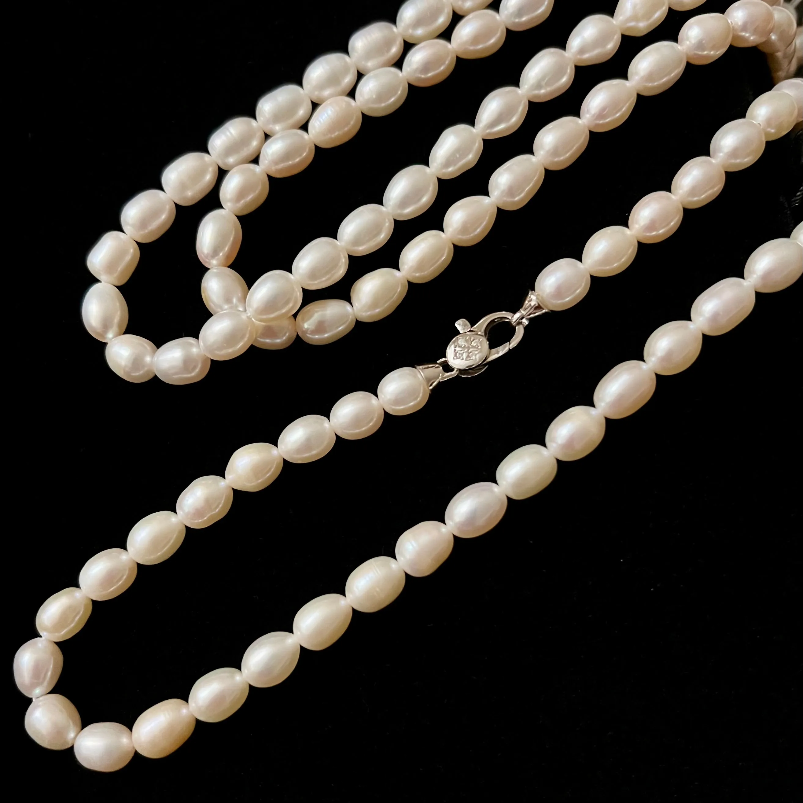 Classic Pearl Beaded Necklace Best Luster Freshwater Pearl Natural Formed Beads with 925 Sterling Silver Clasp