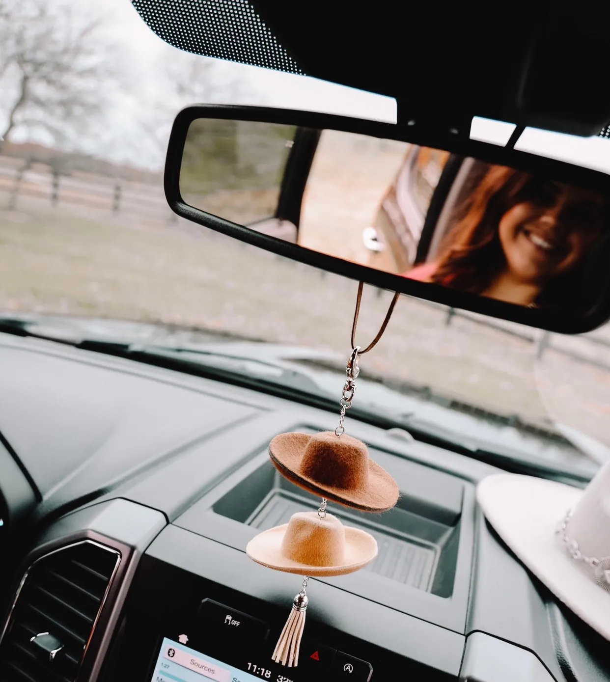 Combo Brown & Stone Cowboy Hat Rearview Mirror Charm