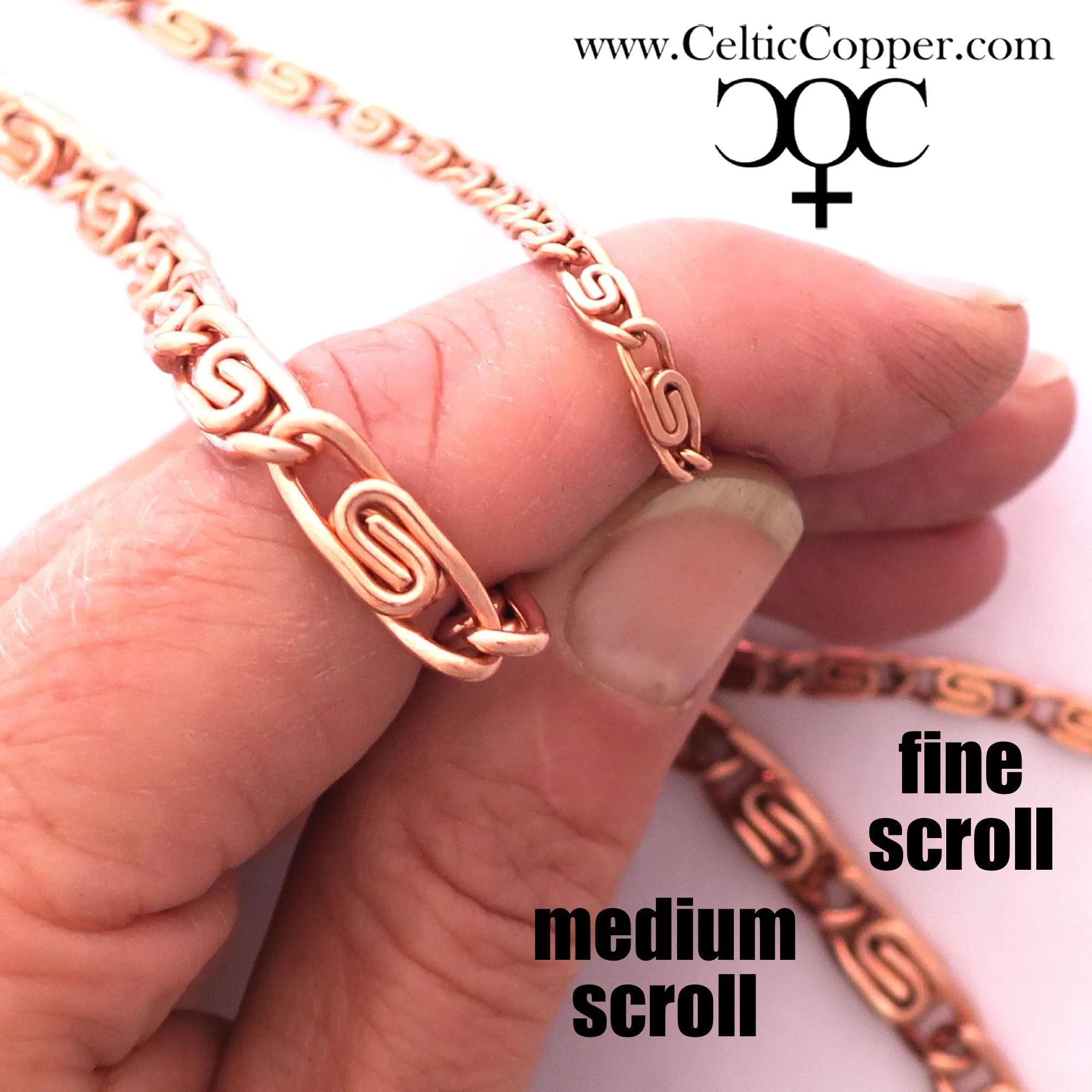 Custom Necklace Chain Solid Copper Celtic Scroll Chain Necklace NC66M Medium 5mm Celtic Copper Necklace Custom Size Chain