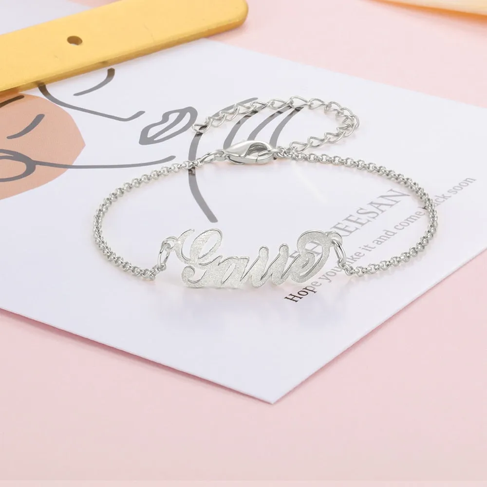 Customized Name Bracelets & Bangles for Women Personalized Letter Nameplate Adjustable Chain Bracelet Gift Jewelry