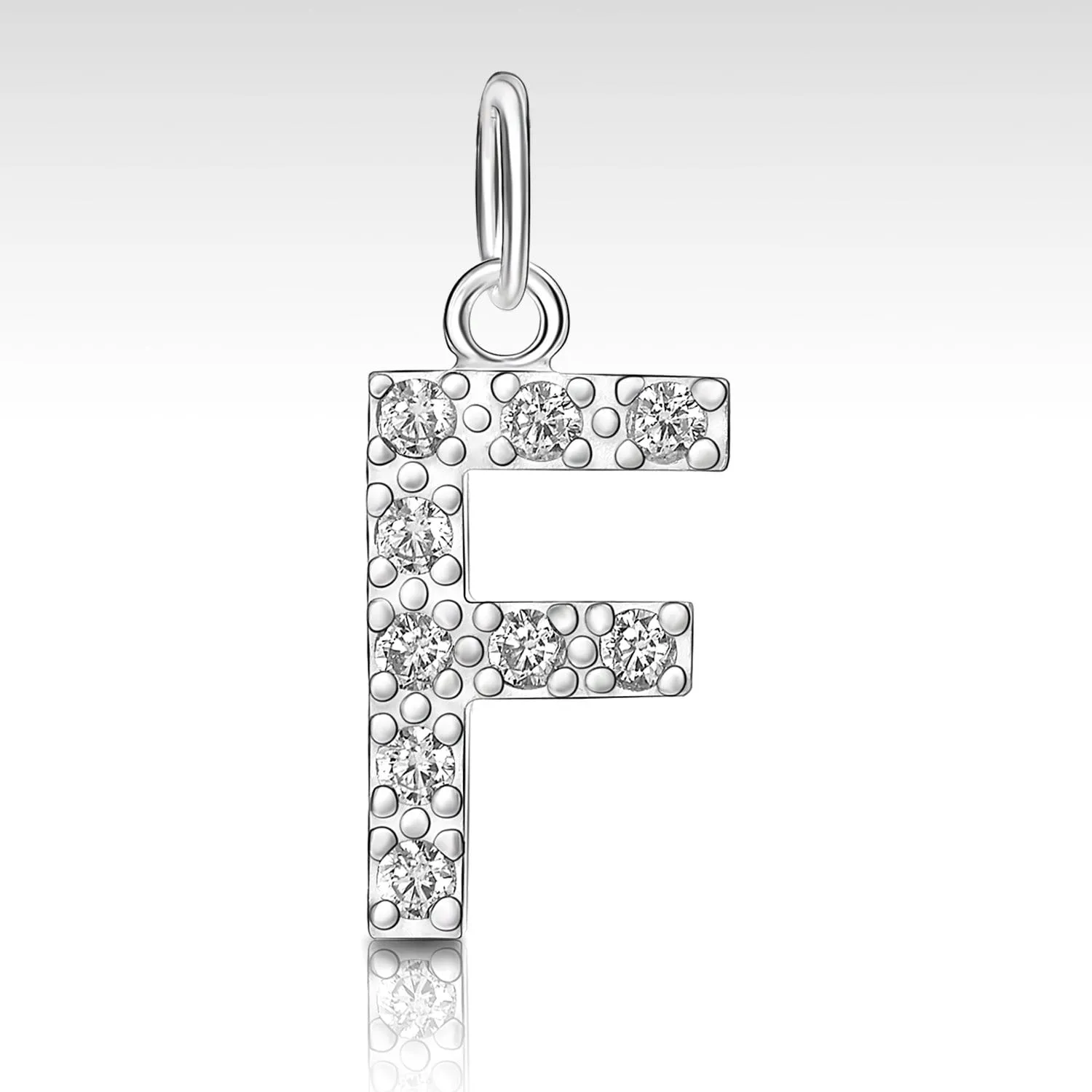 CZ Initial Sterling Silver Pendants, 26 Alphabets