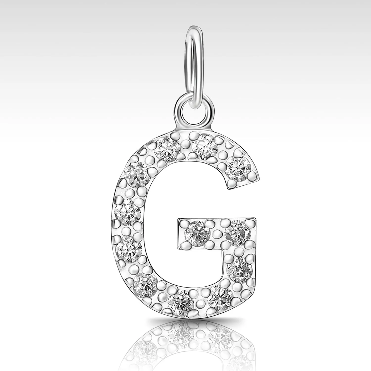 CZ Initial Sterling Silver Pendants, 26 Alphabets