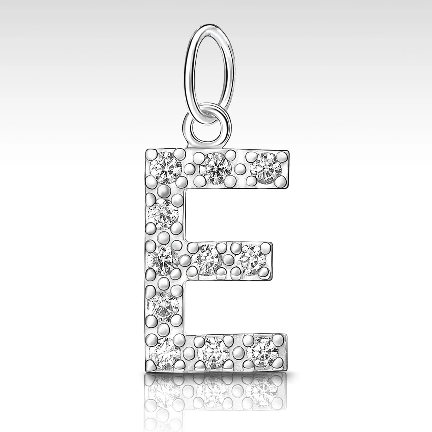 CZ Initial Sterling Silver Pendants, 26 Alphabets