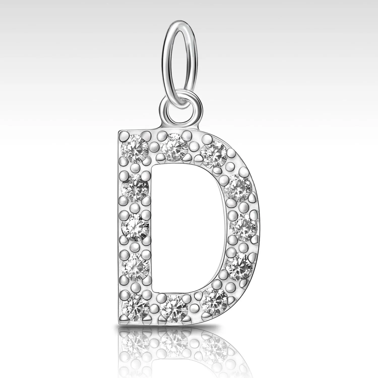 CZ Initial Sterling Silver Pendants, 26 Alphabets