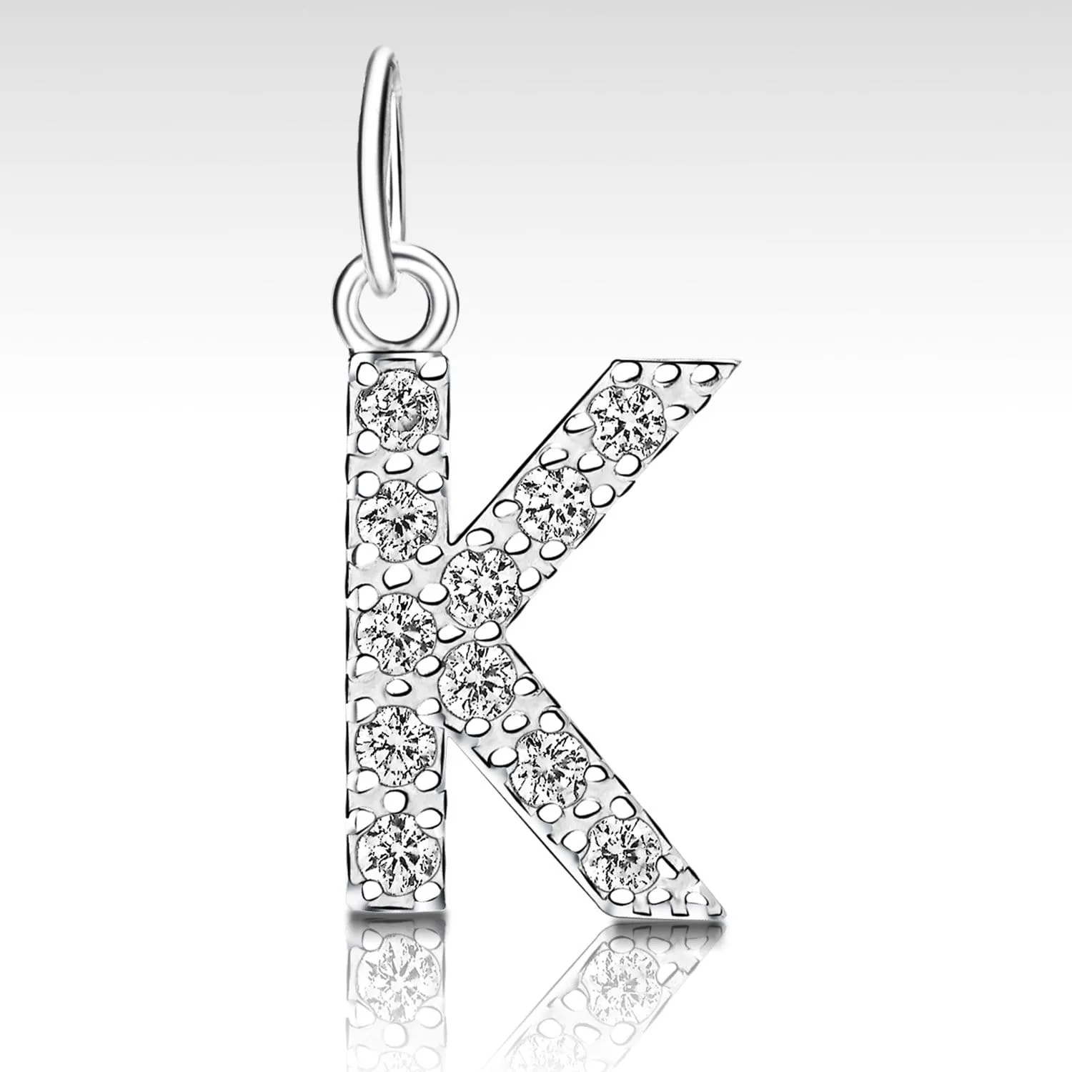 CZ Initial Sterling Silver Pendants, 26 Alphabets