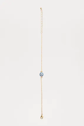 Dainty Evil Eye Anklet - Gold/Blue