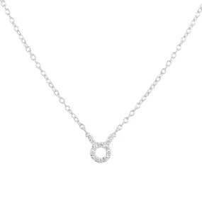 Diamond Zodiac Silver Necklace Taurus