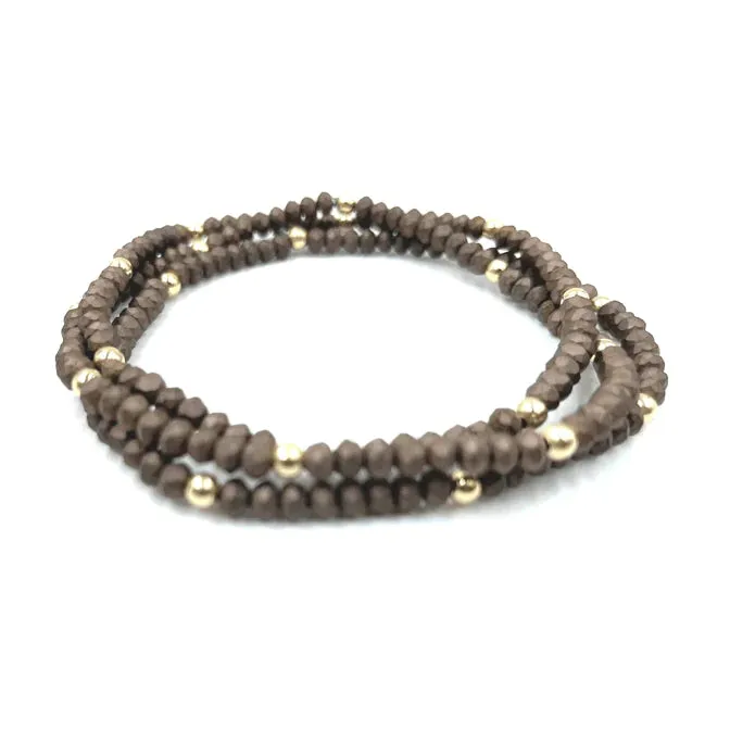 Erin Gray OG Classic Stack Bracelets in Matte Brown & Gold Filled