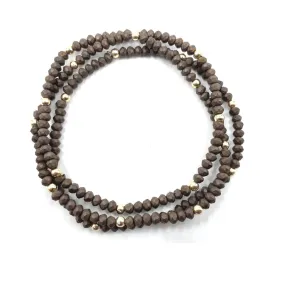 Erin Gray OG Classic Stack Bracelets in Matte Brown & Gold Filled