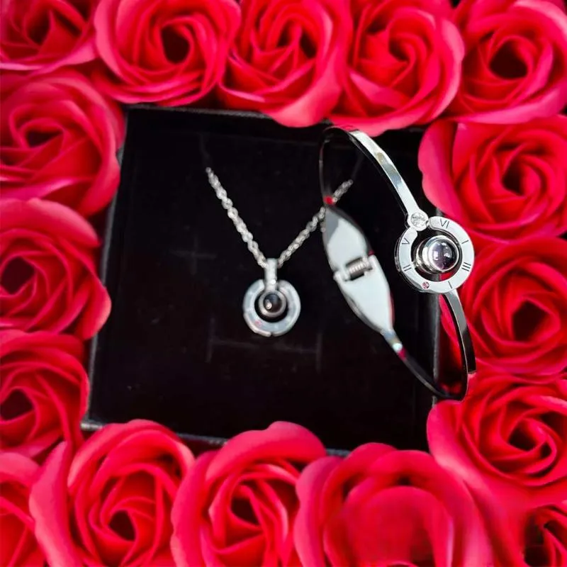 Eternal Roses Jewelry Set With Pendant Box