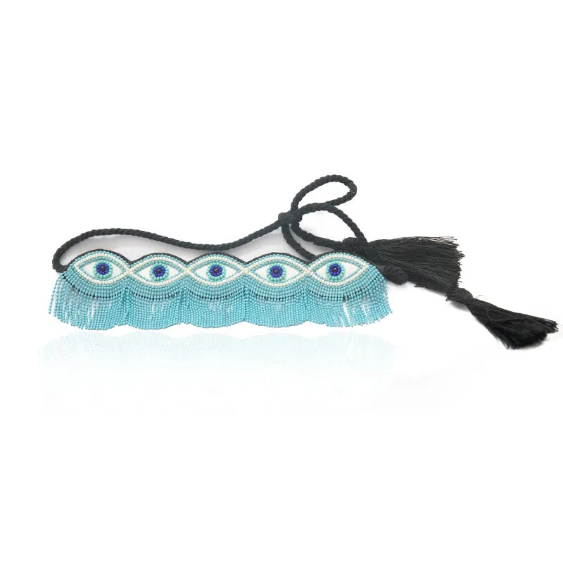 Evil Eye Teal Hand Embroidered Choker