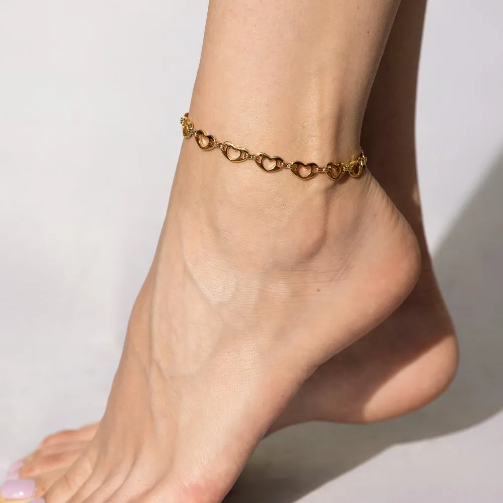 Flat Heart Link Anklet