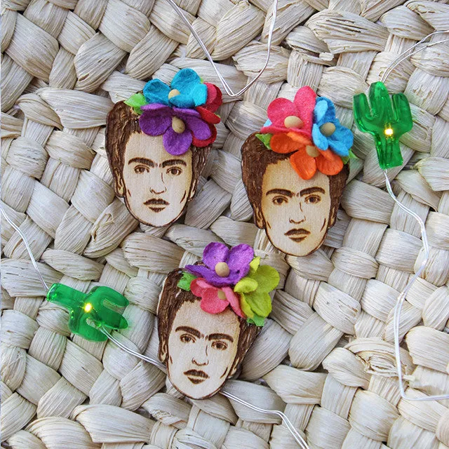 Frida Kahlo Wood Pin ~ 1.25 tall