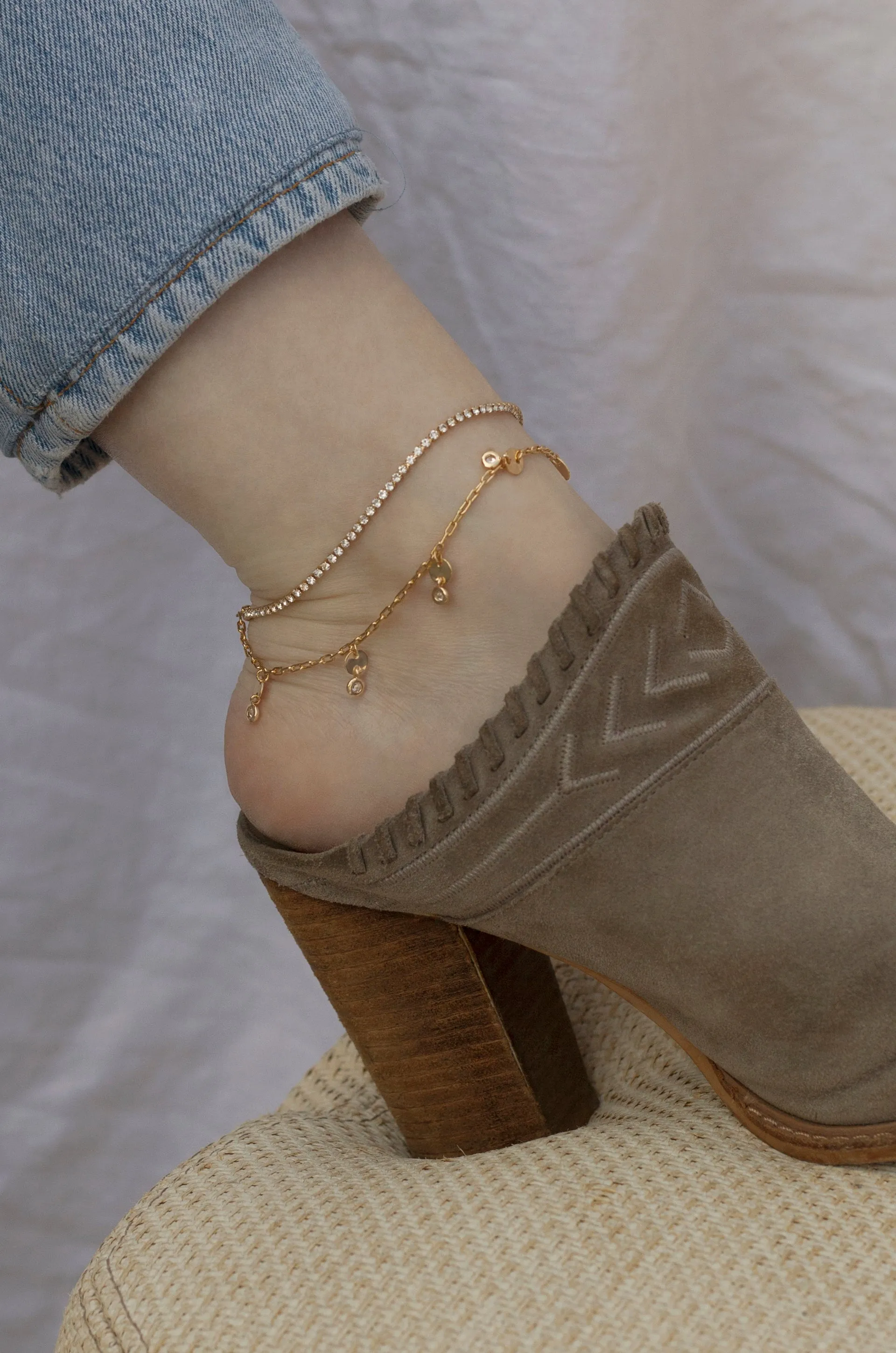 Giovanna Layered Crystal Anklet