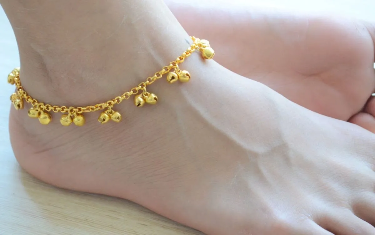 Gold Bell Anklet, Indian Ghungroo Payal, Must Have Accessory, Gift for her, Adjustable anklet