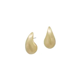 Gold Muted Tear Shaped Earrings