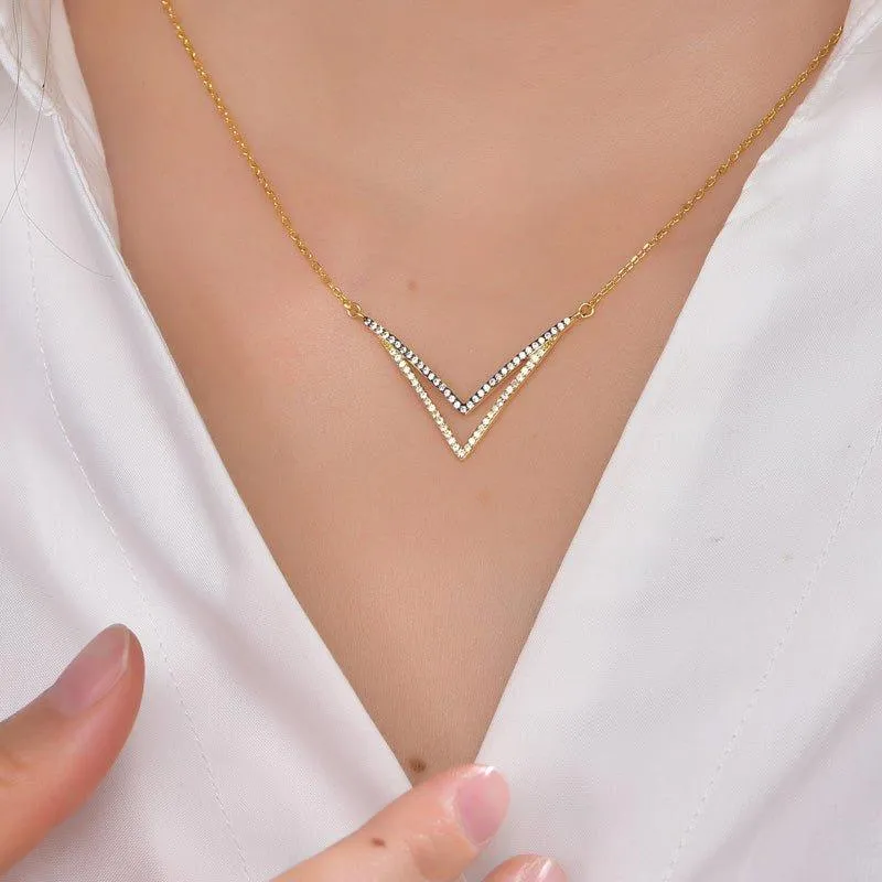 Gorgeous Double V Two Layered Necklace