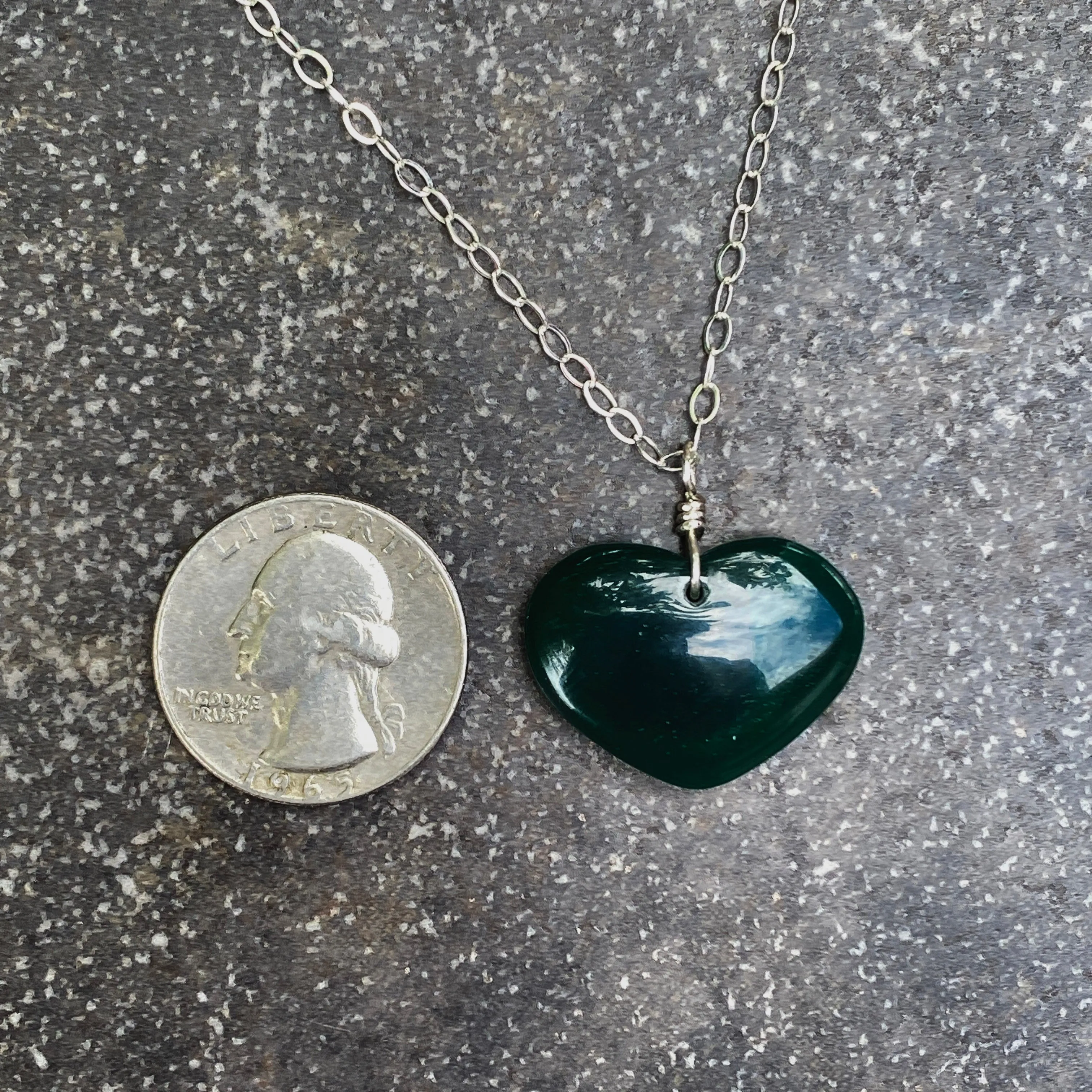 Green Agate Heart Necklace