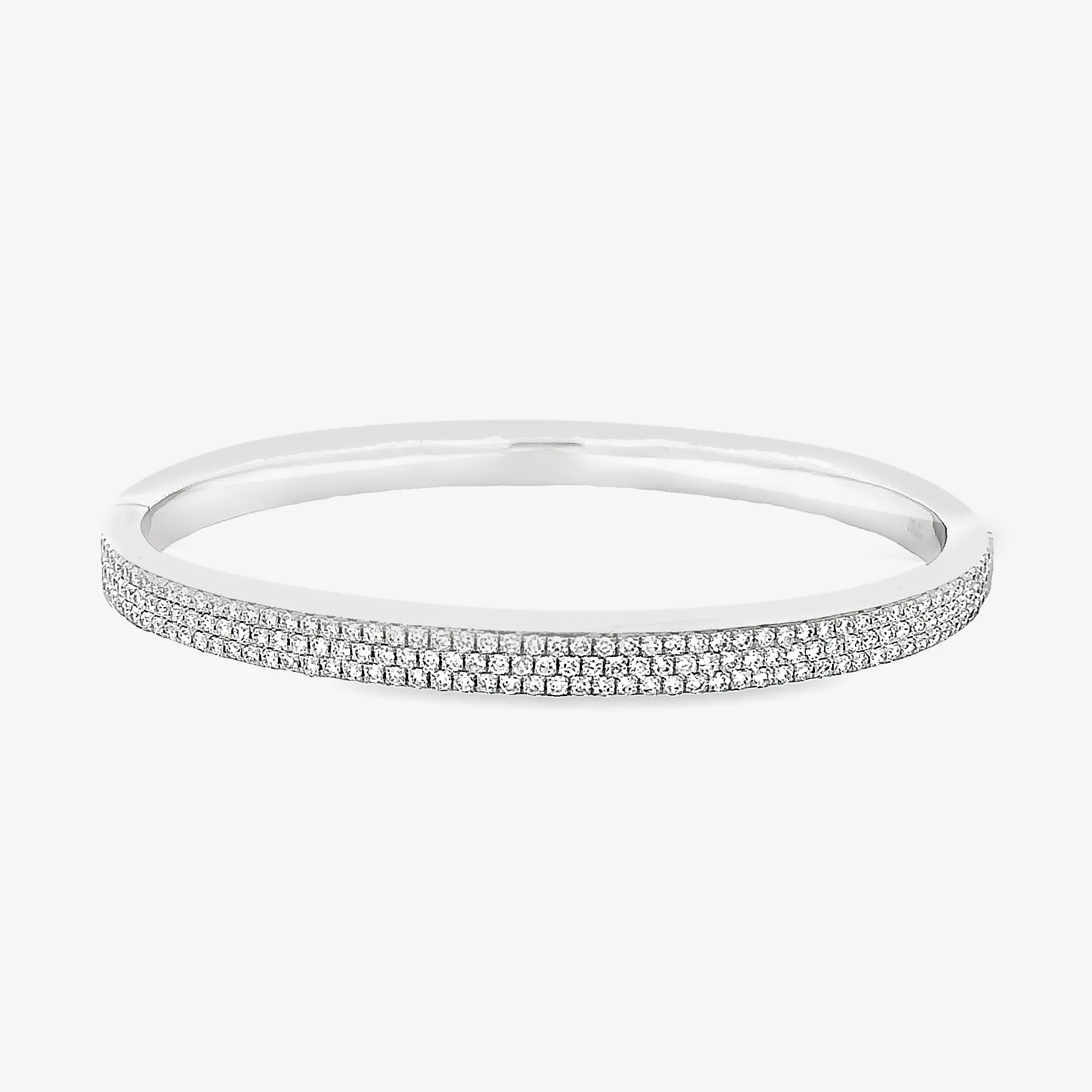 Halfway Three Row Pave Diamond Bangle Bracelet