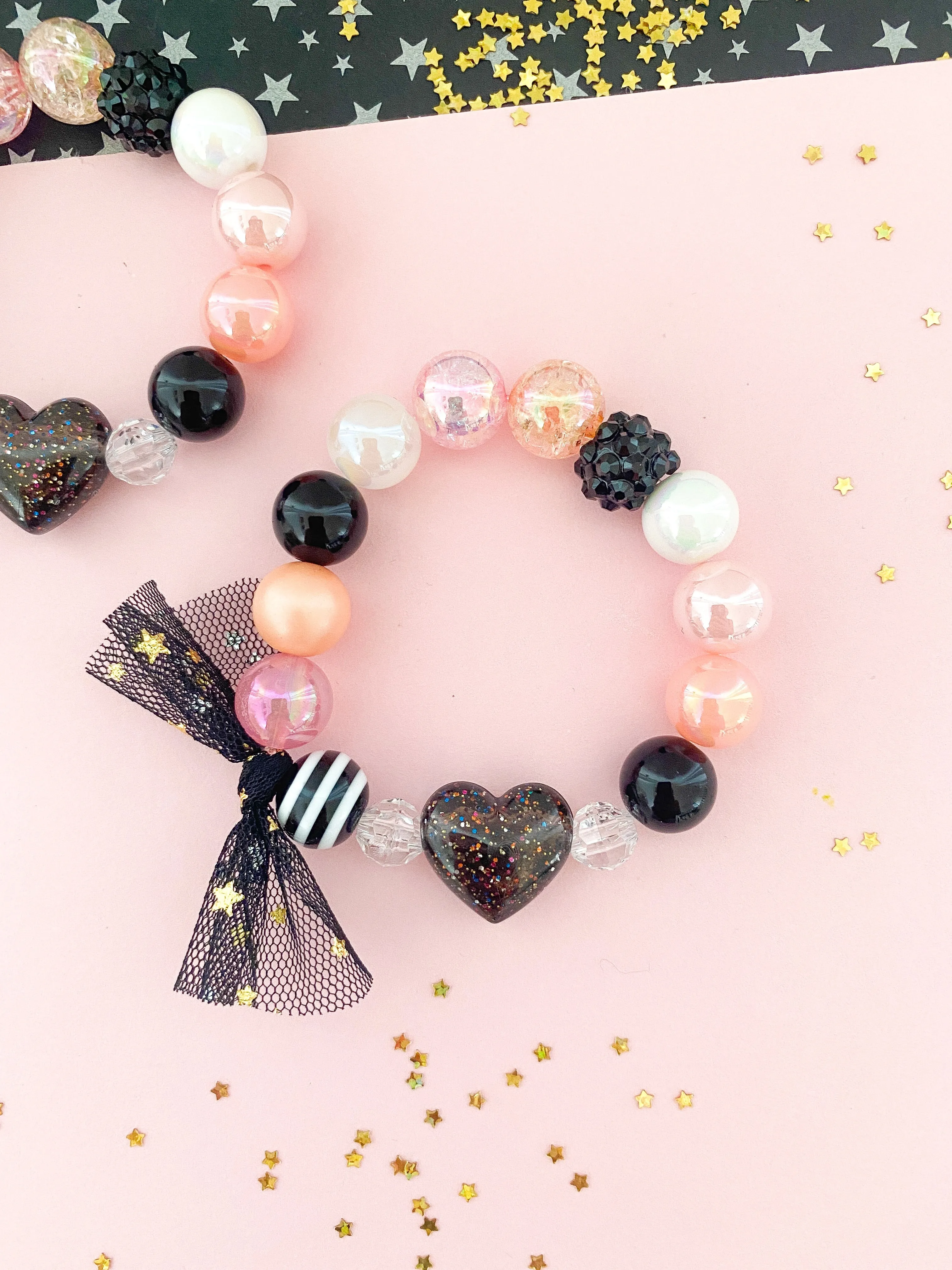 Halloween Glitter Heart Bracelet