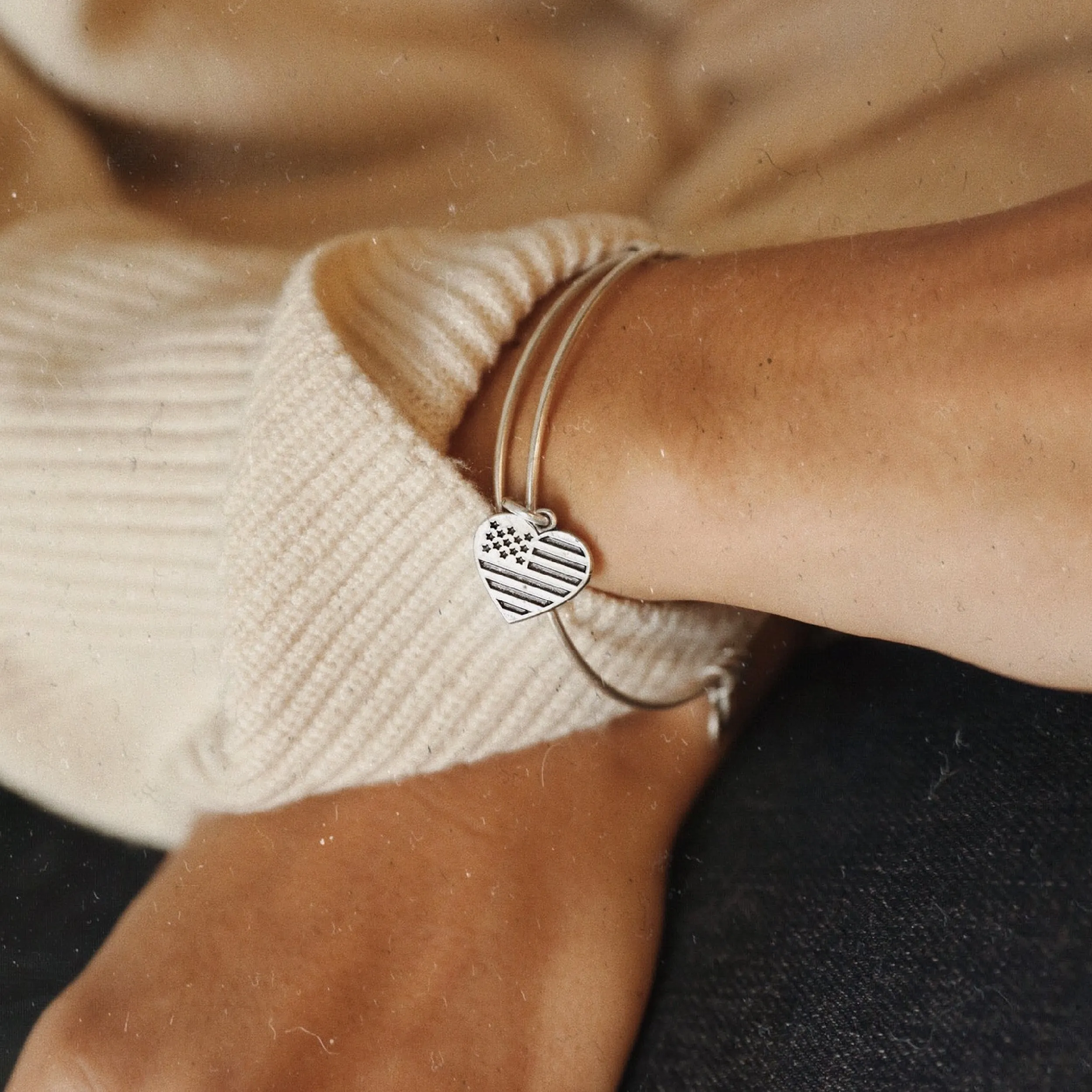 Heart Flag Charm Bangle