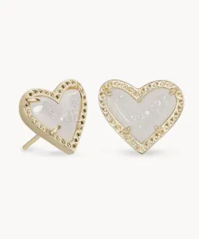 Kendra Scott Ari Heart Stud Earring - Gold/Iridescent Druzy