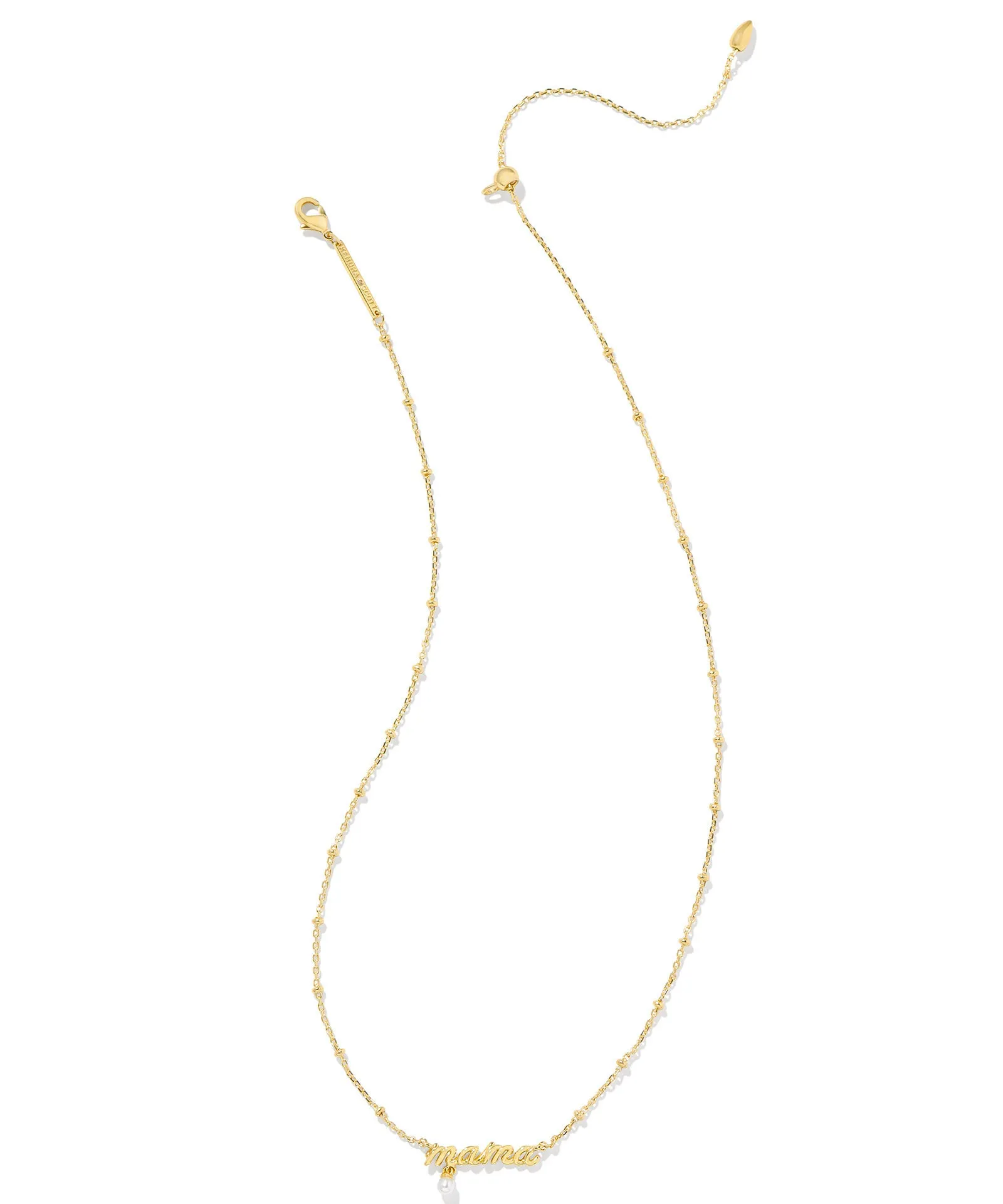 Kendra Scott Mama Script Pendant Necklace - Gold/White Pearl OR Silver/White Pearl