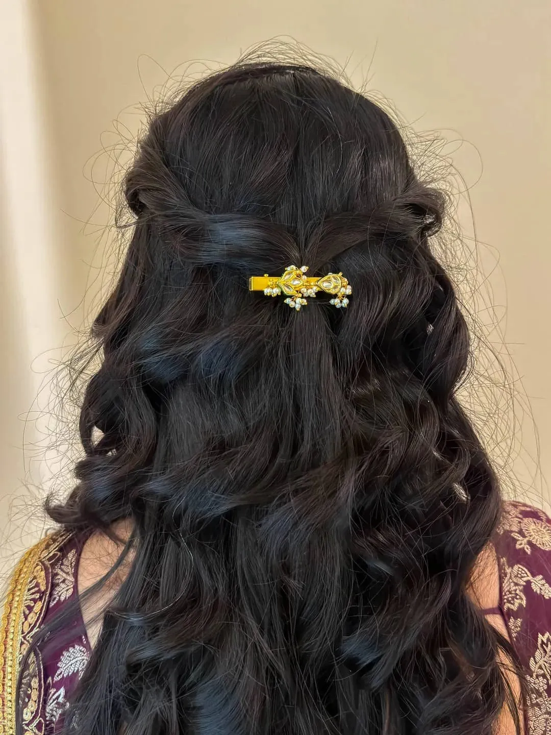 Kundan Floral Bead Drop Hairpin