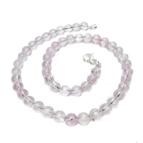 Kunzite 8mm Necklace with Sterling Silver Trigger Clasp