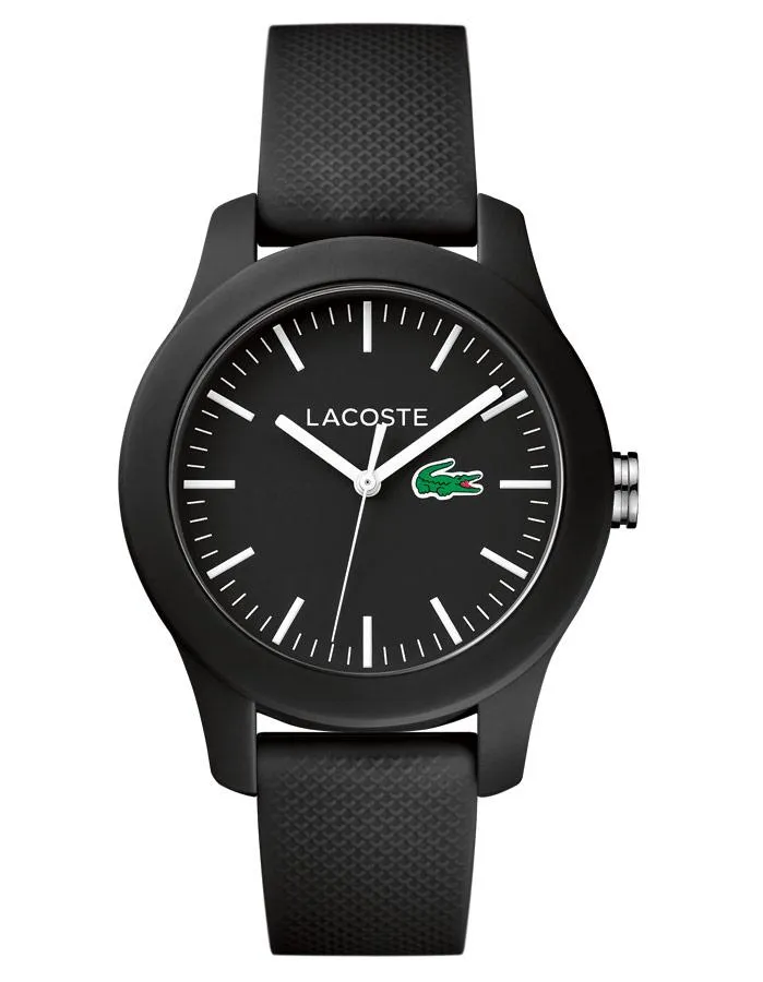 Lacoste 12.12 Womens Watch - Black Dial & Case - Black Rubber Strap - 30m