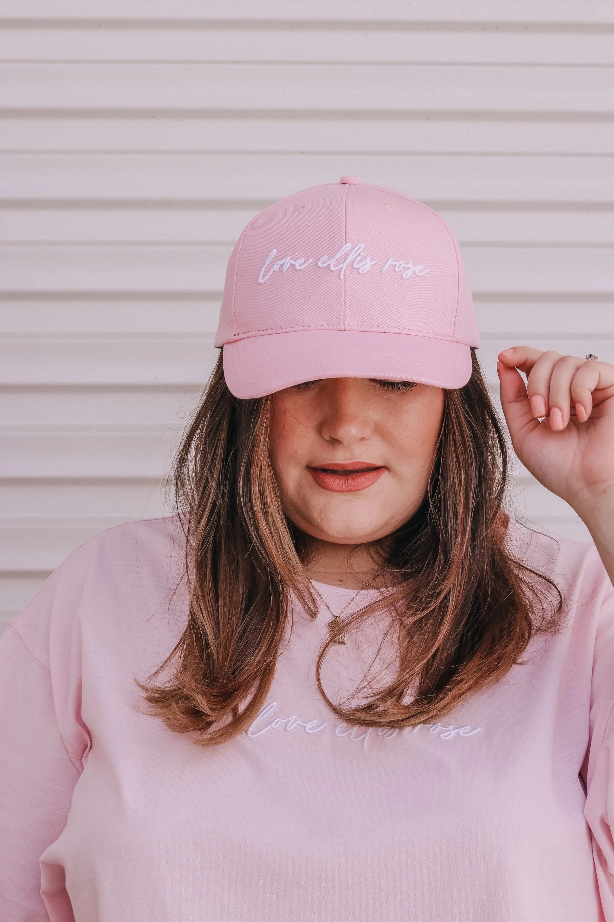 Love Ellis Rose Snapback Hat - Pink & White