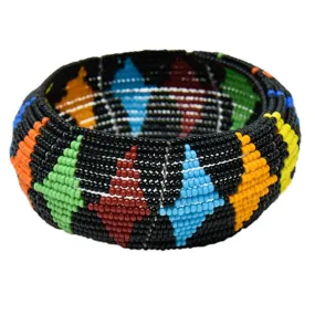 Maasai Concave Beaded Bangle 15 - Maasai Colors