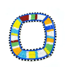 Maasai Square Beaded Bangle 14 - Maasai Colors