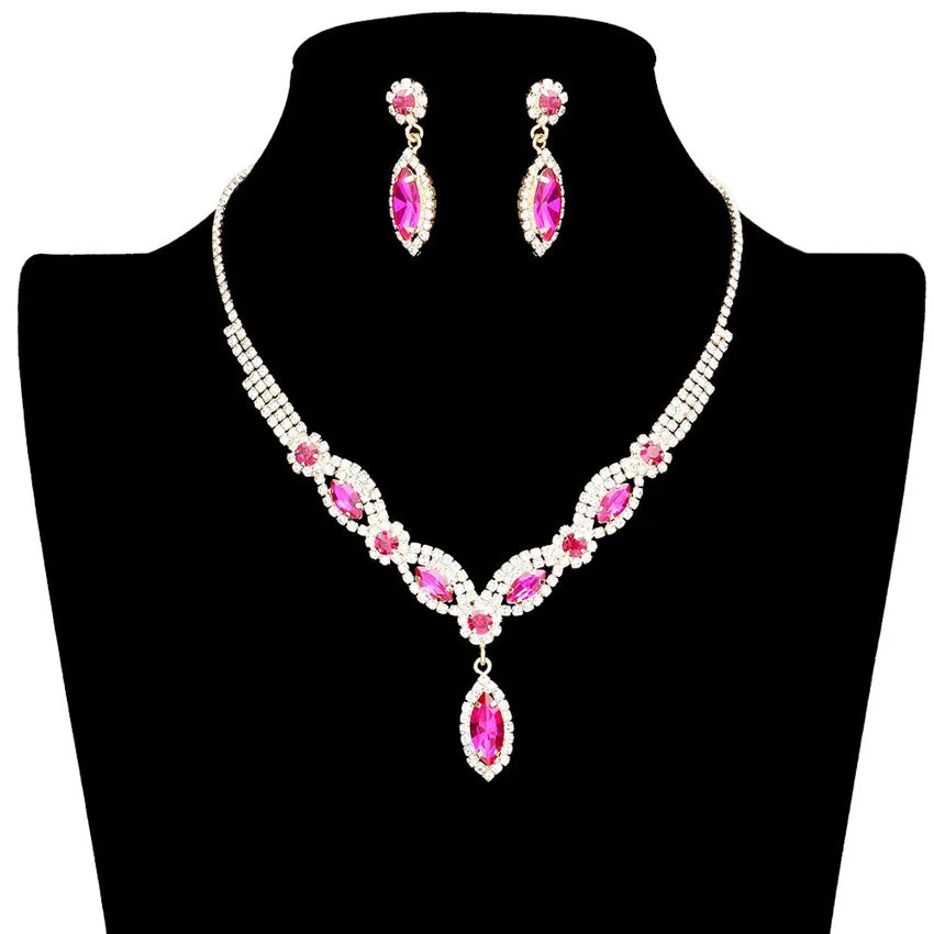 Marquise Stone Accented Rhinestone Necklace