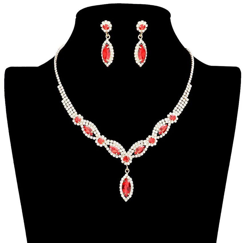 Marquise Stone Accented Rhinestone Necklace