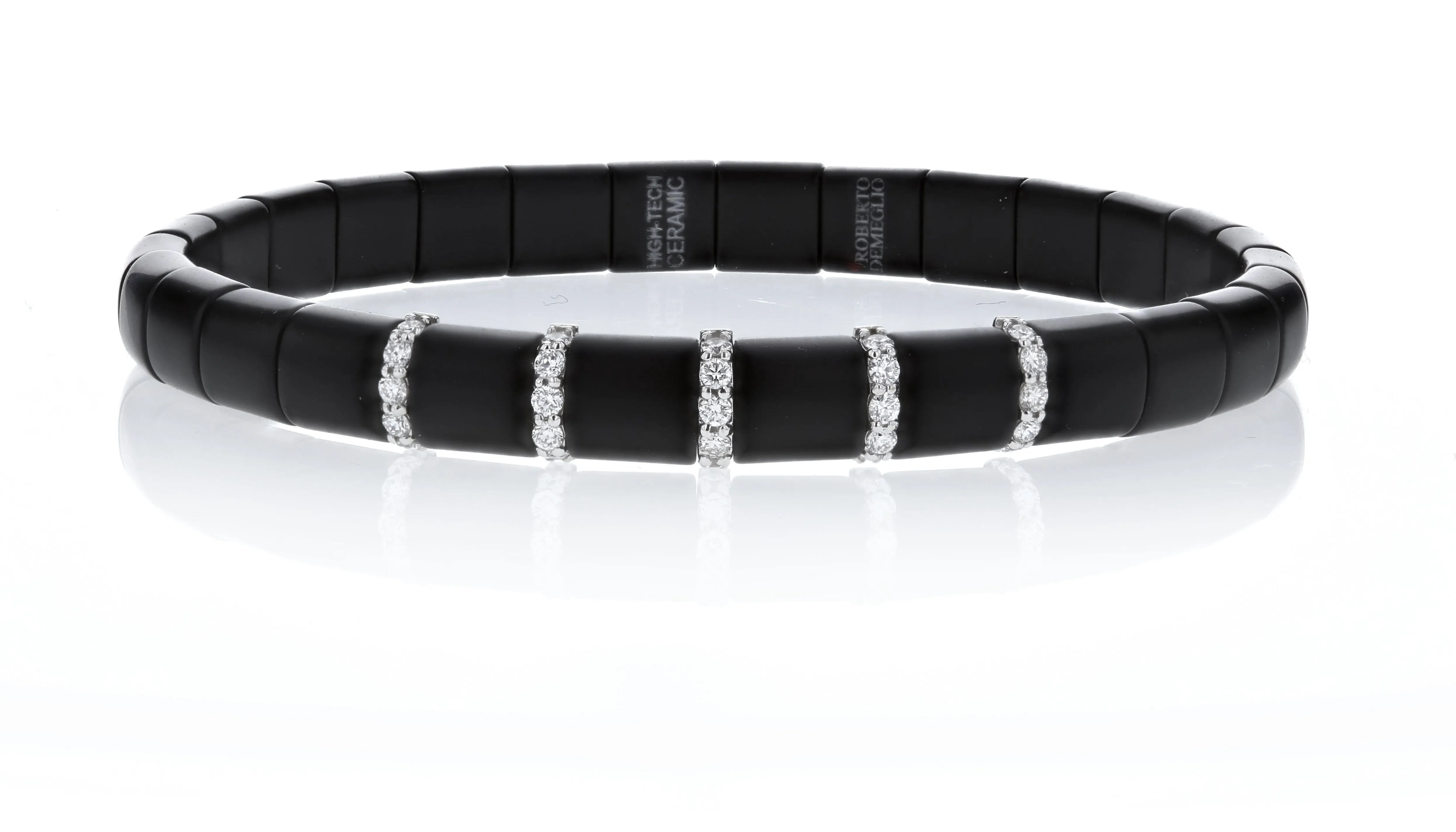 Matte Black Ceramic and Diamond Bracelet in White Gold