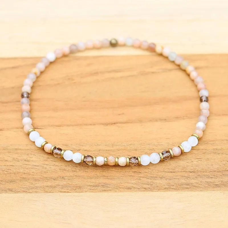 Moonstone and Sunstone Anklet