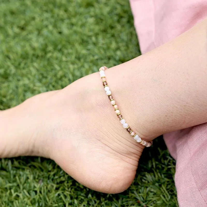 Moonstone and Sunstone Anklet