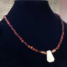 Moonstone and Tiger Eye gemstone beaded necklace