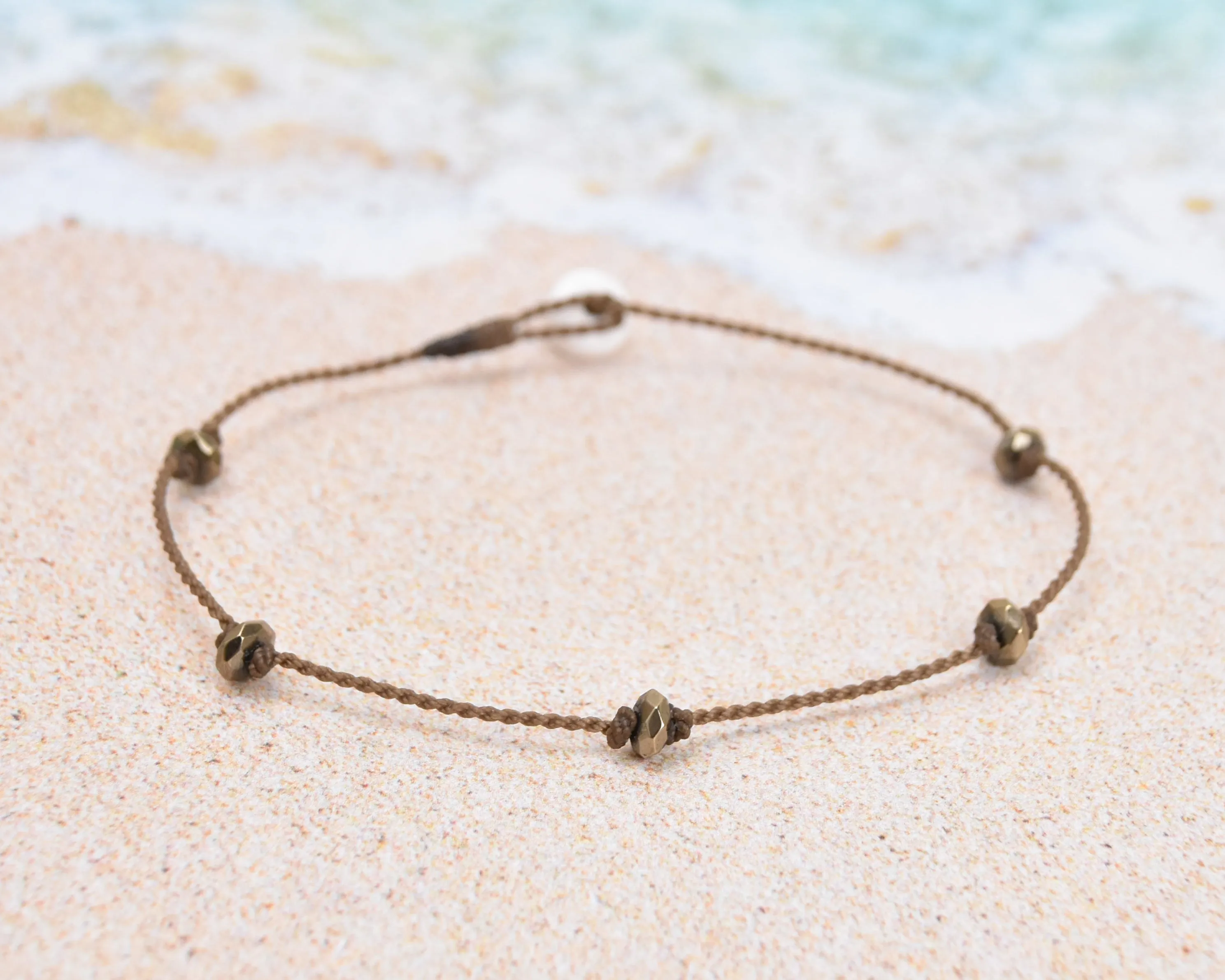 Natural Stones Princess Anklet-Labradorite Moonstone Pyrite