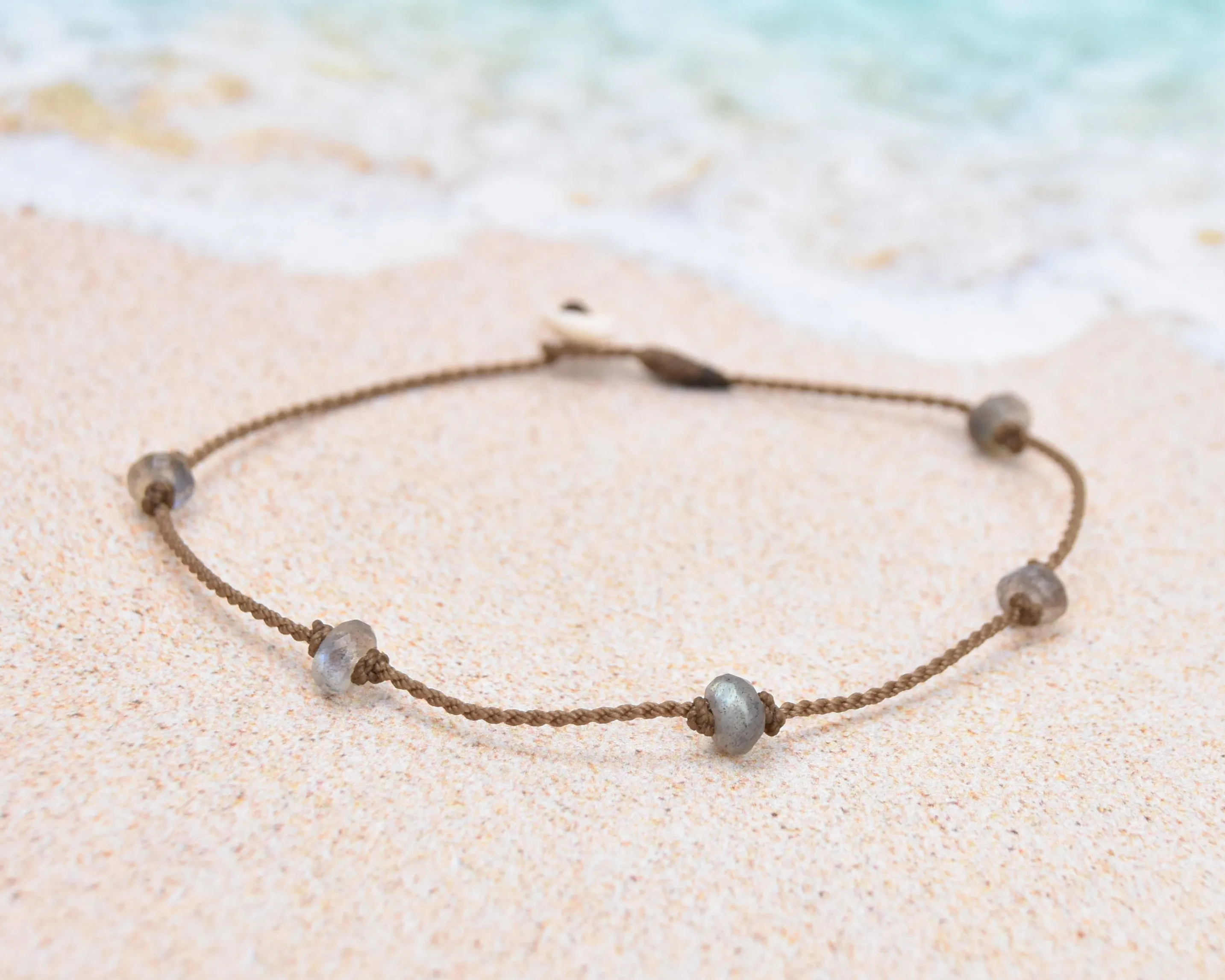 Natural Stones Princess Anklet-Labradorite Moonstone Pyrite