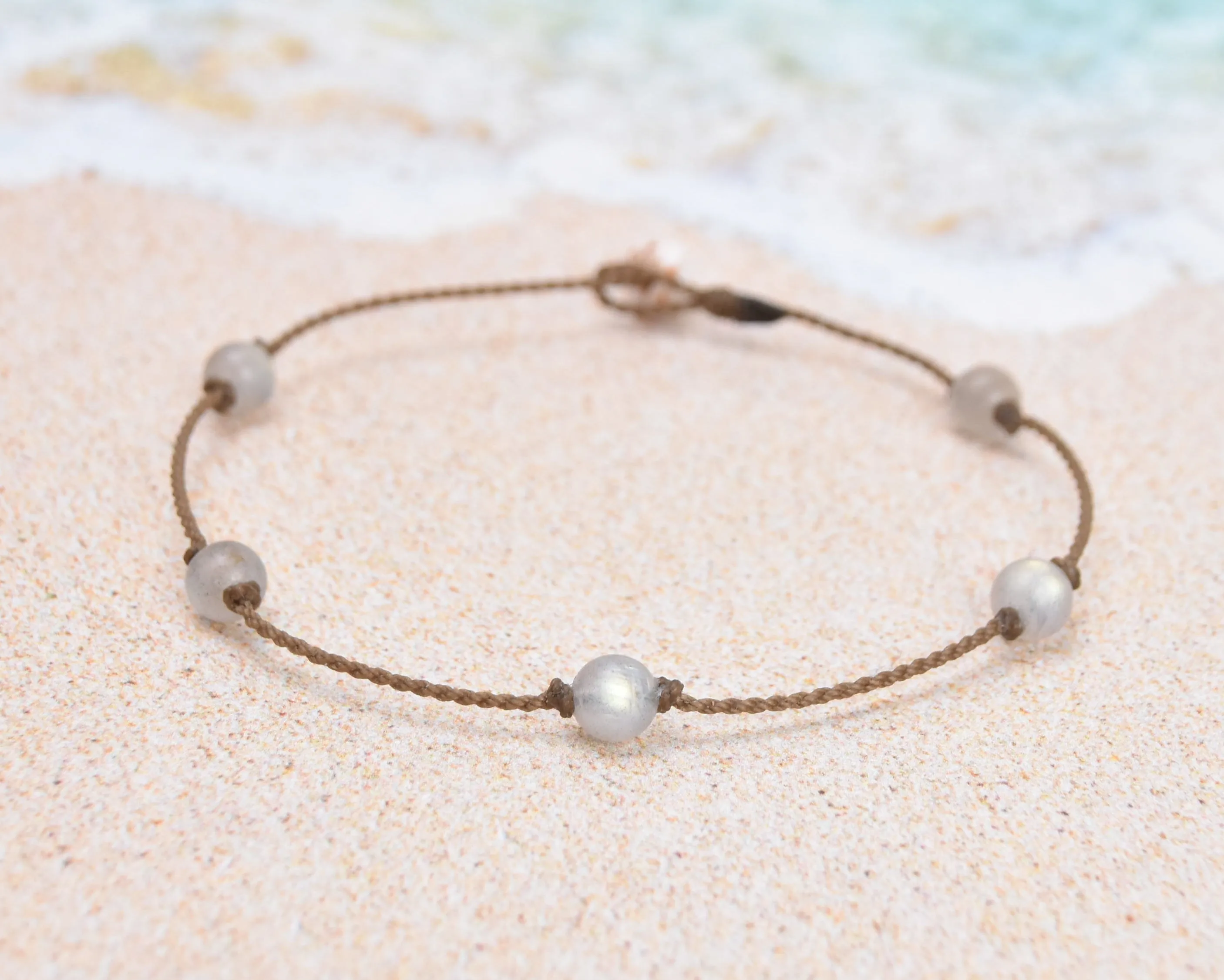 Natural Stones Princess Anklet-Labradorite Moonstone Pyrite