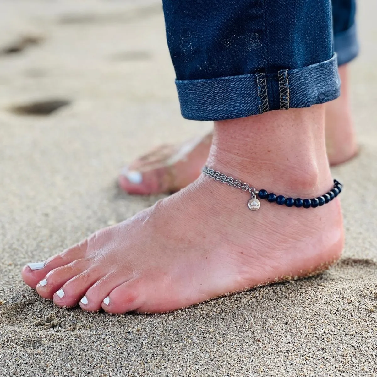 Neptunic SharkSuit Anklet with Lapis Lazuli - Sustainable Fashion for Ocean Lovers