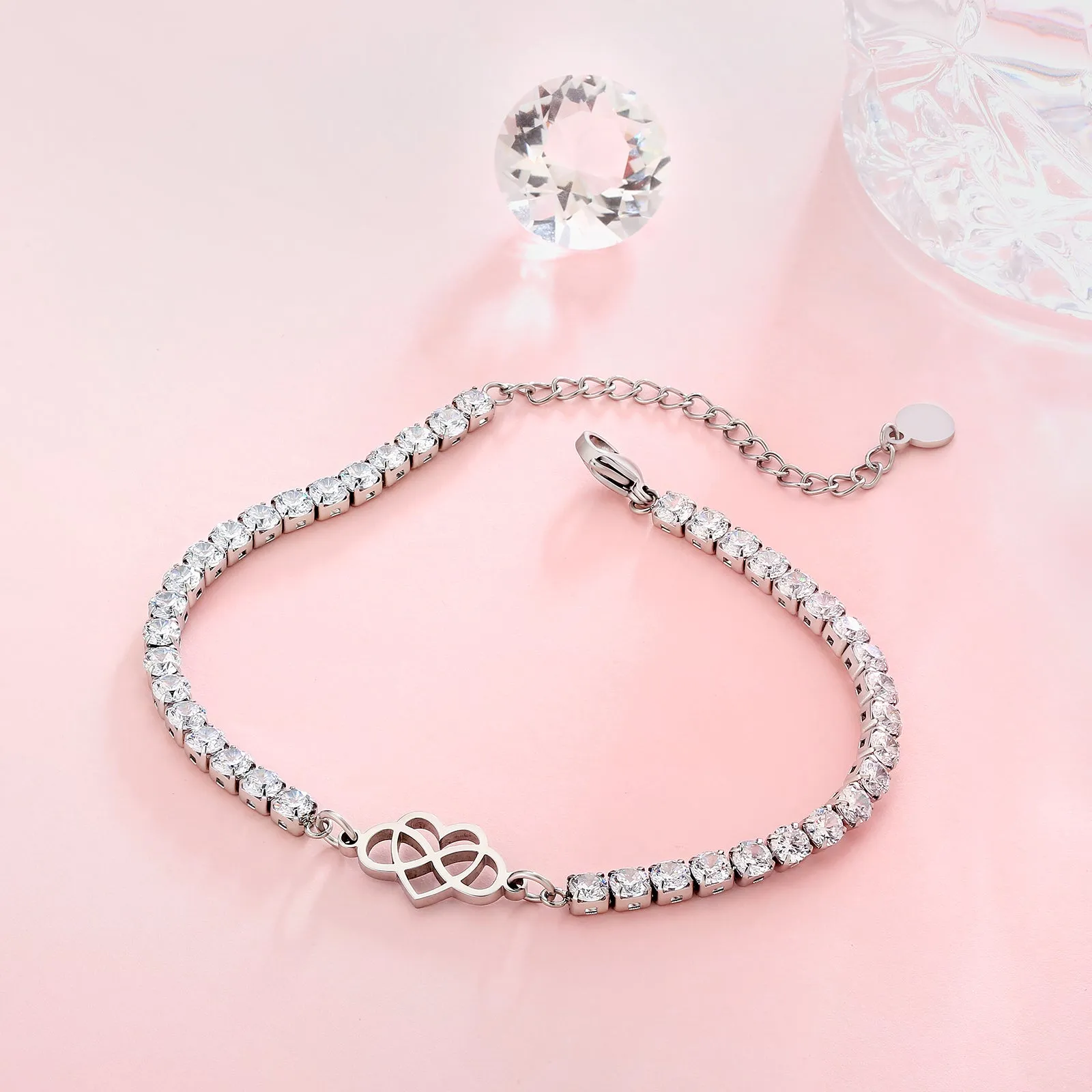 NEW | 4mm Tennis Infinite Love Anklet Bracelet for Women Adjustable Size KRKC