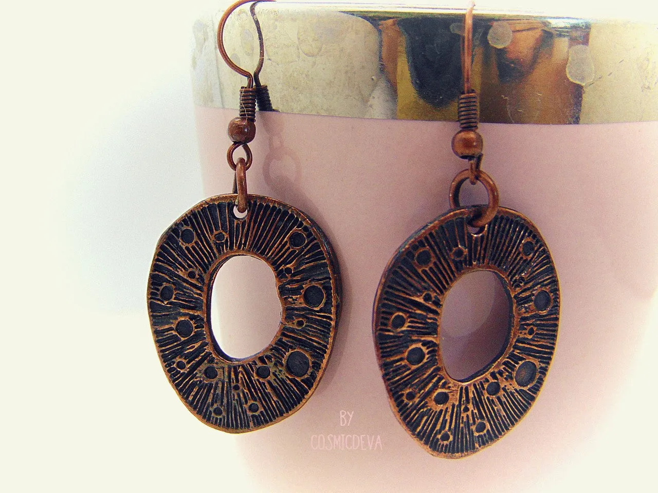 Organic Copper Dangle Earrings