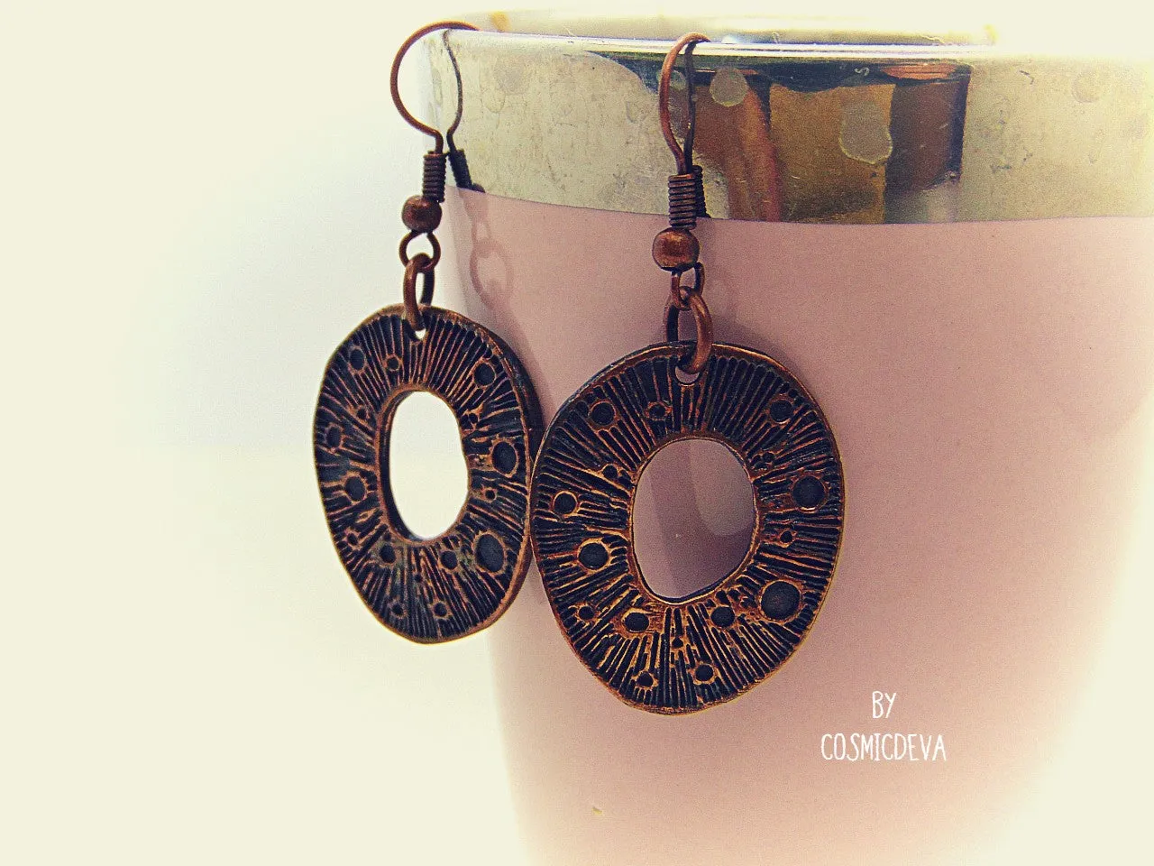 Organic Copper Dangle Earrings