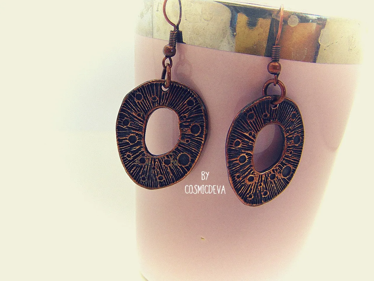 Organic Copper Dangle Earrings